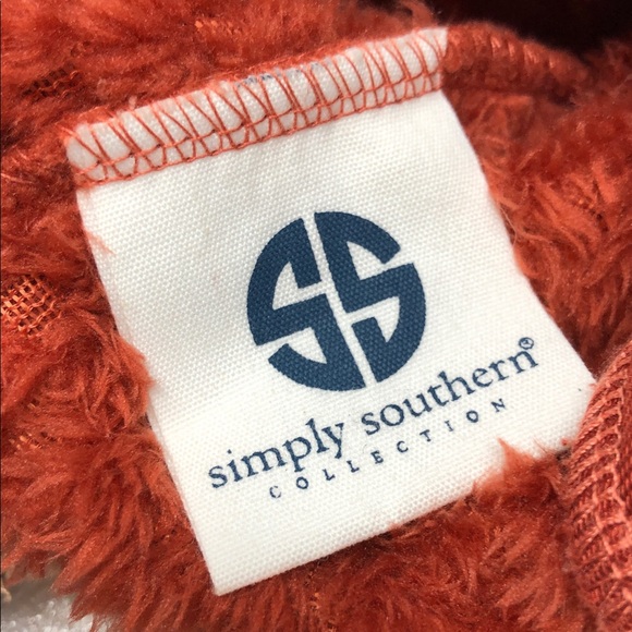 Simply Southern Pullover Orange Spice Leopard Sherpa Size Large - Picture 12 of 13